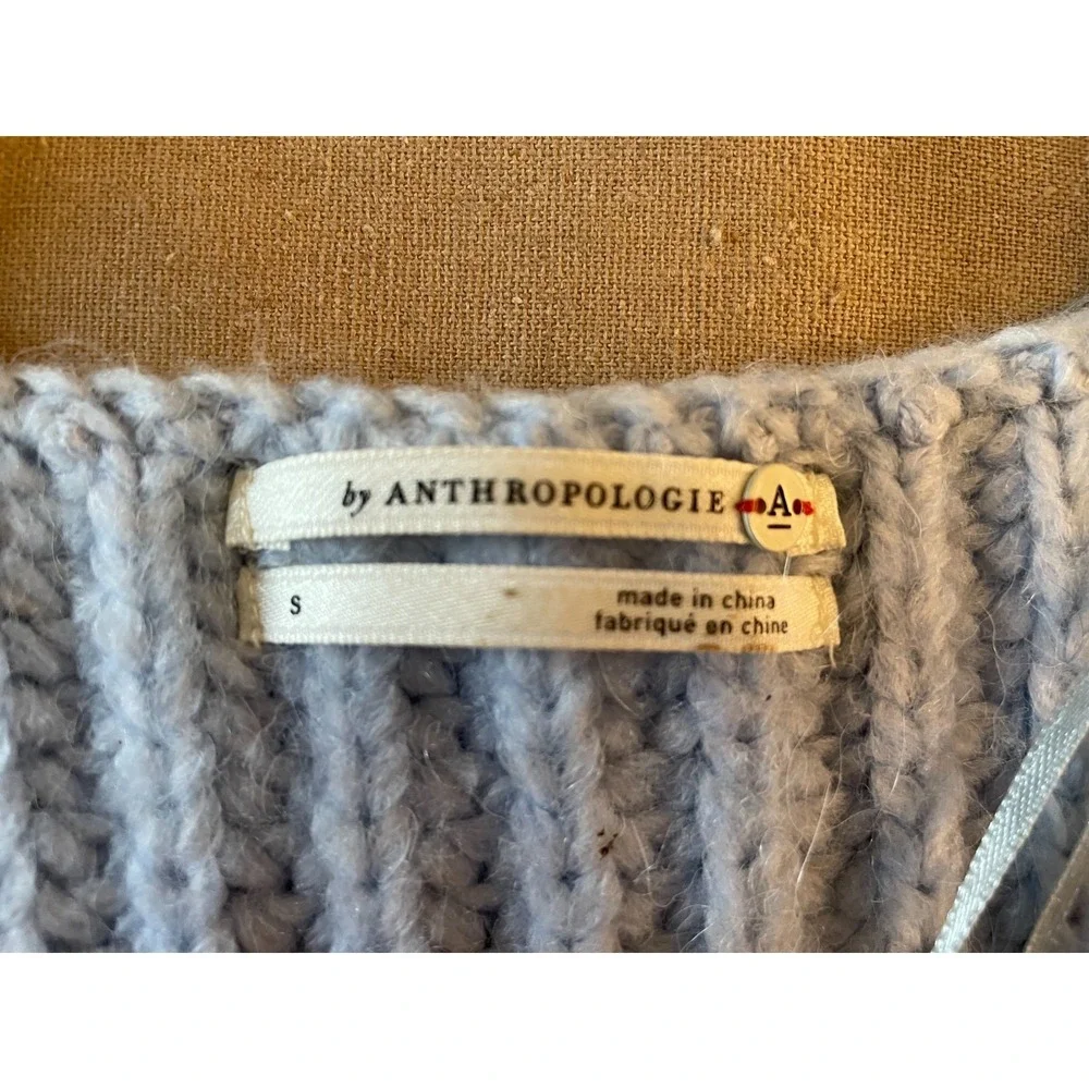 Anthropologie Sweater Size Small Blue Cable Chunky Knit Long Sleeve